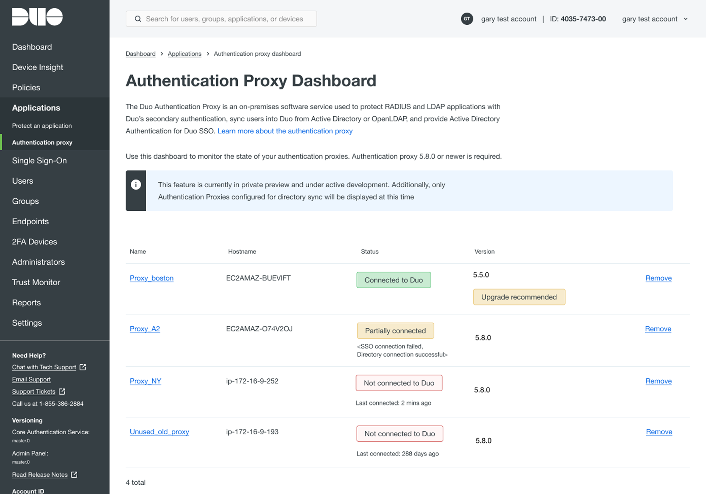 Authentication Proxy Dashboard